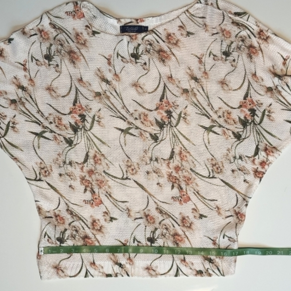 Italian Collezioni Leonardo Floral Knit Sweater Womens Size Small Spring Neutral - Picture 13 of 14